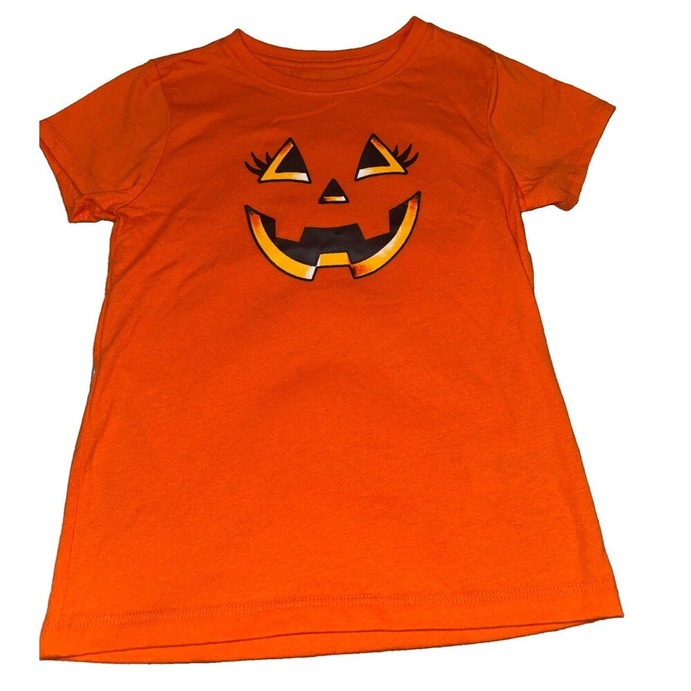 Wonder Nation Girls Halloween Jack-O-Lantern Short Sleeve Shirt S 6-6X